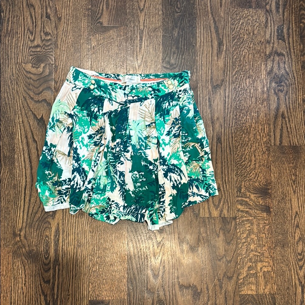Elevenses Coral and Green Patterned Skort